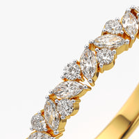 Alternating Marquise and Round Half Eternity Ring