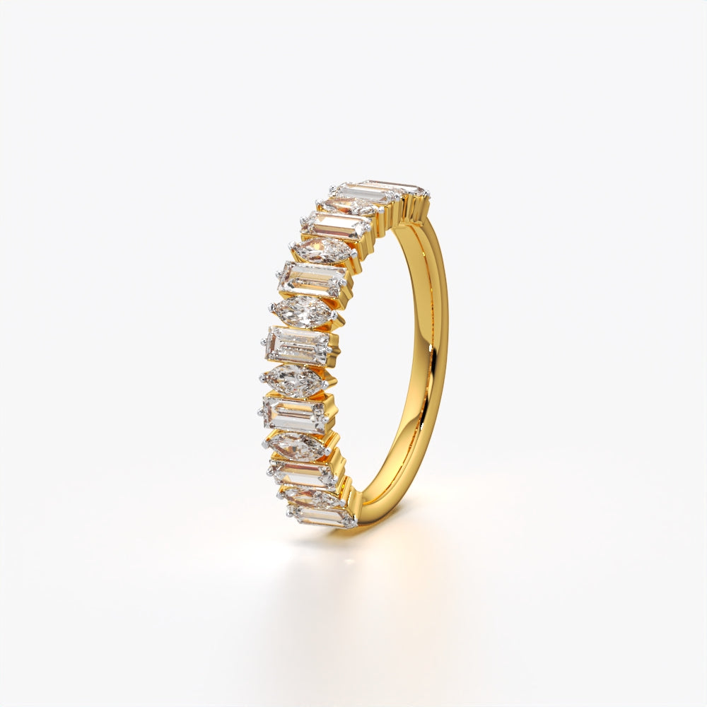 Sparkling Baguette Marquise Wedding Band