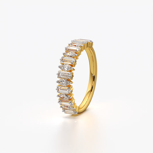 Sparkling Baguette Marquise Wedding Band