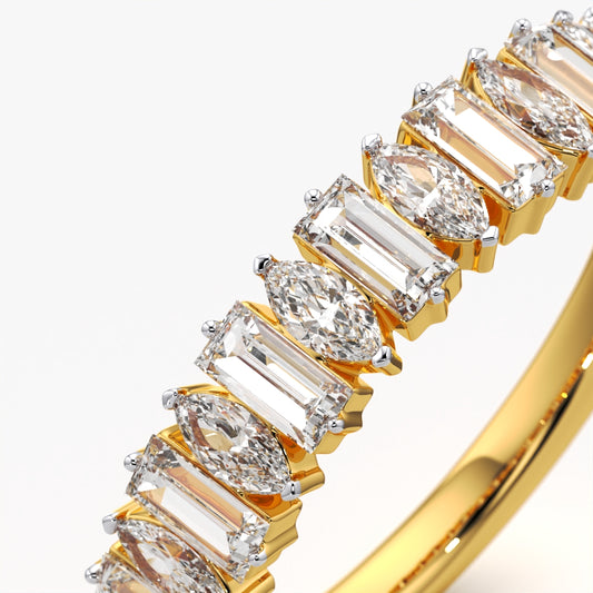 Baguette and Marquise Half Eternity Band Ring