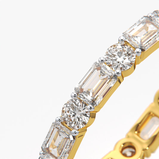Emerald & Round Alternating Eternity Band