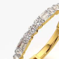 Round and Emerald Cut Mixed Eternity Band Ring