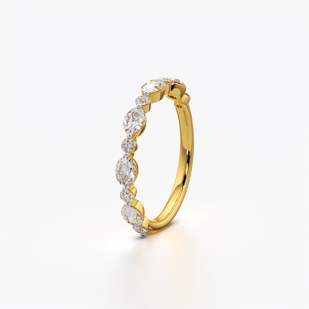 Elegant Alternating Oval Ring