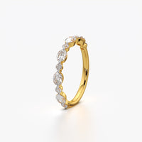 Alternating Oval and Round Stone Half Eternity Ring