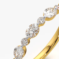 Alternating Oval and Round Stone Half Eternity Ring