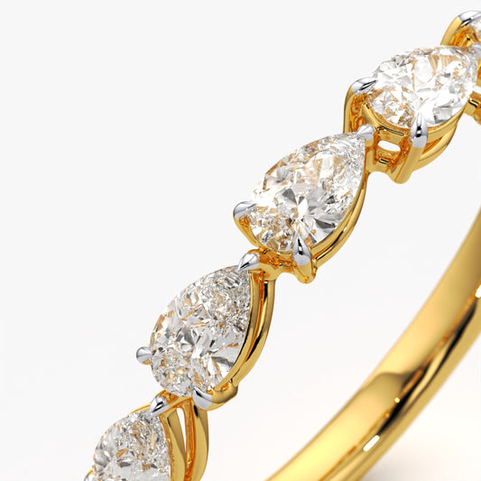 Pear Cut Alternating Half Eternity Band Ring