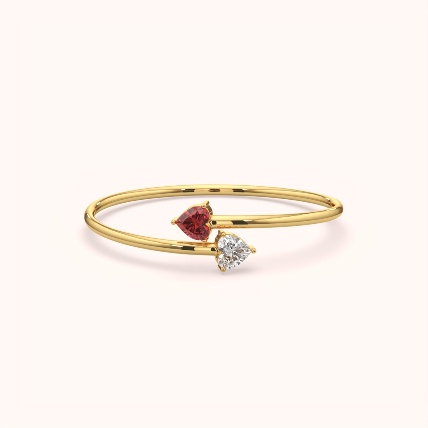 Twin Heart Open  Bangle