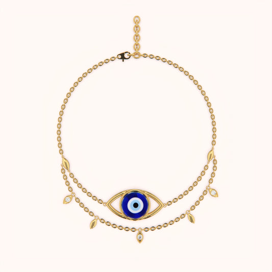 Dual Chain Eye Charm Bracelet