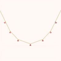 Pink Stone Drop Station Necklace