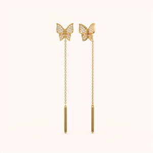 Diamond Butterfly Threader Earrings