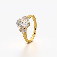 Oval Trio Offset Three Stone Ring
