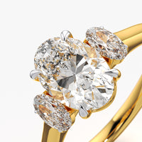 Oval Trio Offset Three Stone Ring