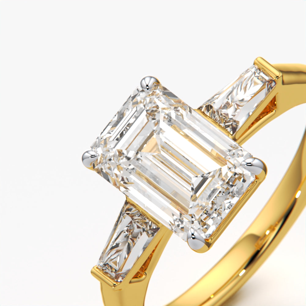 Emerald Cut Ring with Tapered Baguettes