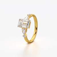 Emerald Cut Pear Accent Ring