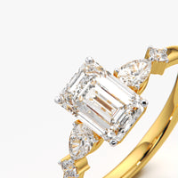Emerald Cut Pear Accent Ring