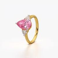 Pear and Heart Three Stone Ring
