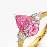 Pear and Heart Three Stone Ring