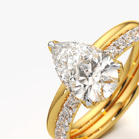 Pear Solitaire and Pavé Band Ring Set