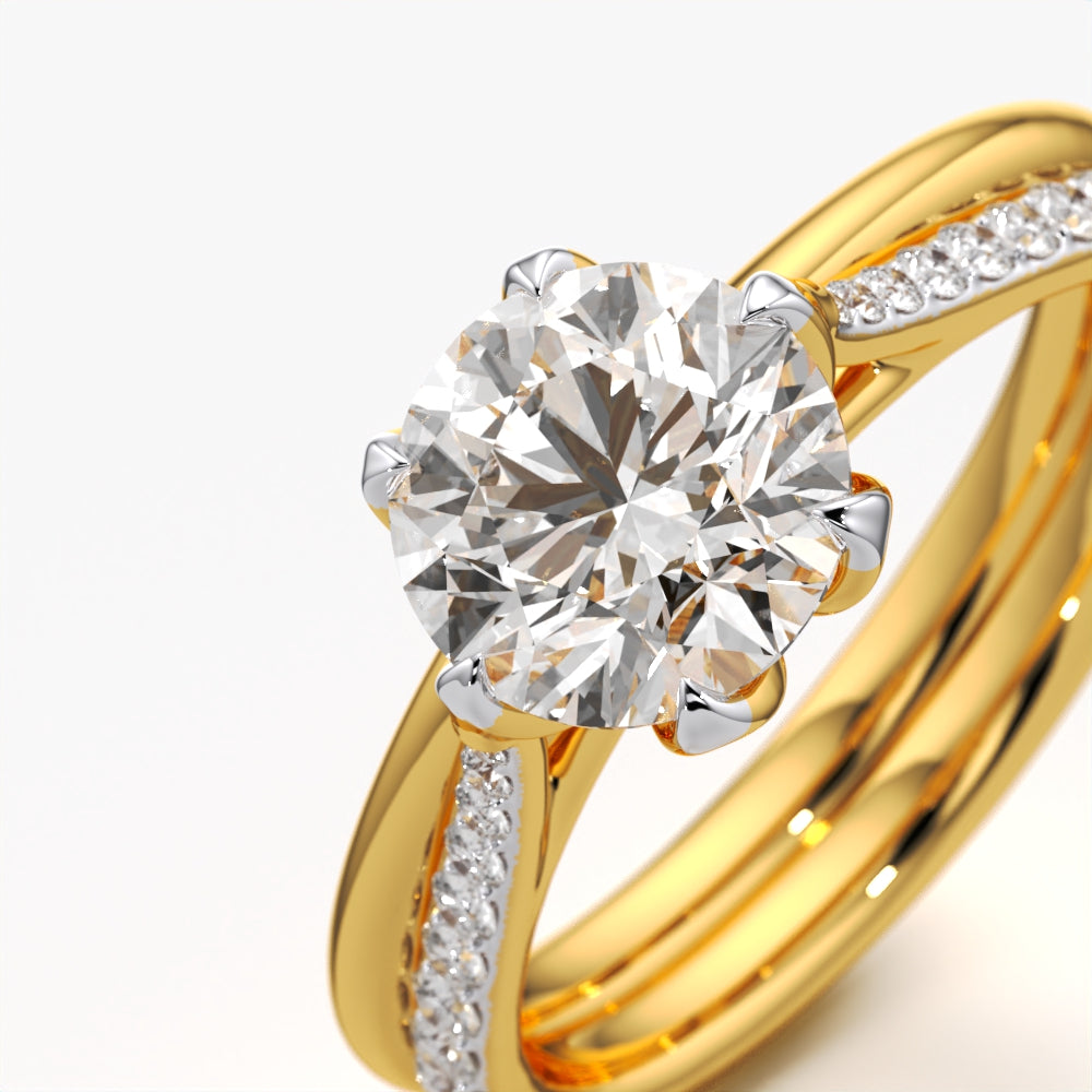 Round Solitaire & Plain Band Set