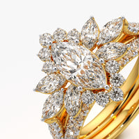 Marquise Starburst Ring Set with Pavé Band