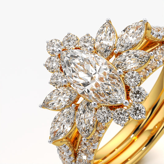 Marquise Starburst Ring Set with Pavé Band