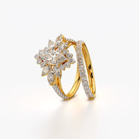 Marquise Starburst Ring Set with Pavé Band