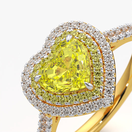 Heart Cut Double Halo Statement Ring
