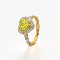 Heart Cut Double Halo Statement Ring