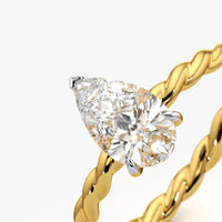 Pear Solitaire Twisted Rope Ring