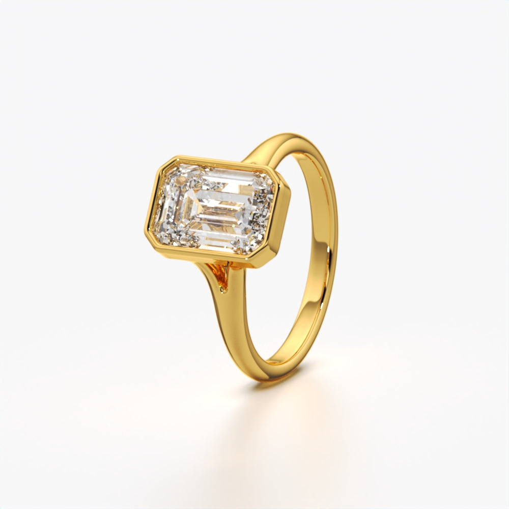 Emerald Cut Bezel Solitaire Ring