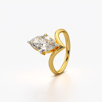 Tilted Marquise Wishbone Solitaire Curve Ring
