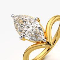 Tilted Marquise Wishbone Solitaire Curve Ring