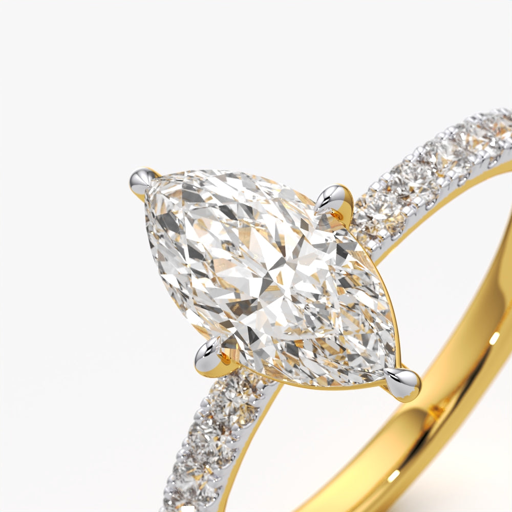 Marquise Pave Solitaire Ring