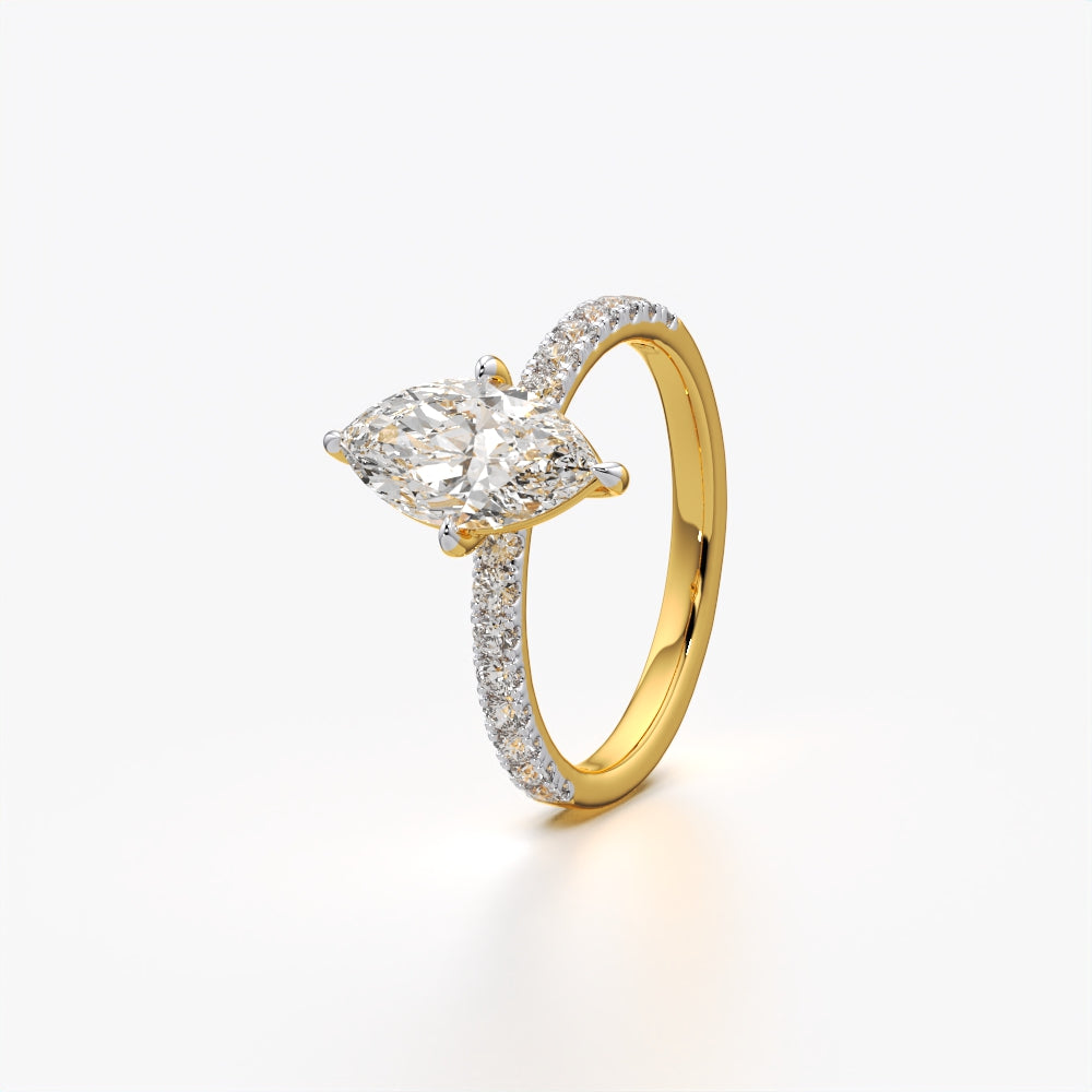 Marquise Pave Solitaire Ring