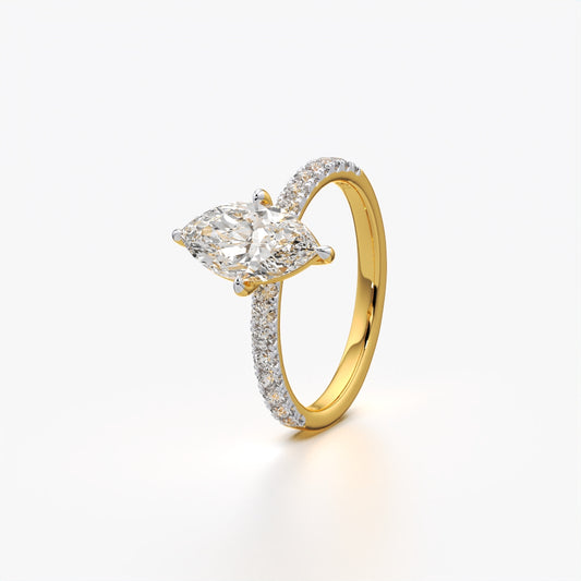 Marquise Pave Solitaire Ring