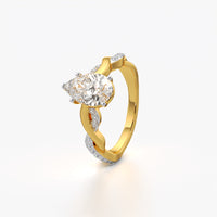 Pear Cut Twisted Vine Solitaire Ring