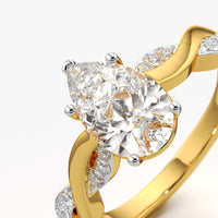 Pear Cut Twisted Vine Solitaire Ring