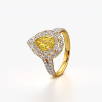 Teardrop Double Halo Statement Ring