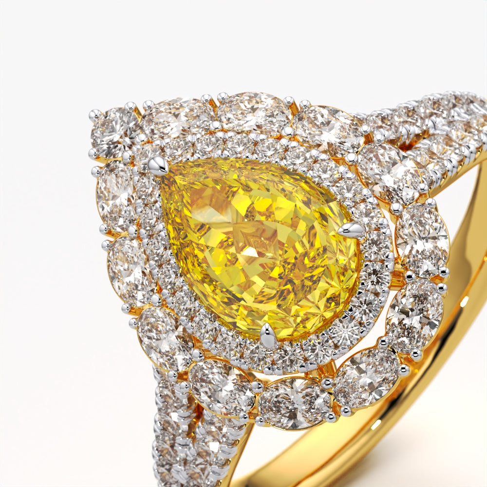 Statement Yellow Pear Ring