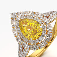 Teardrop Double Halo Statement Ring