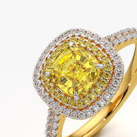 Sunlit Double Halo Cushion Ring