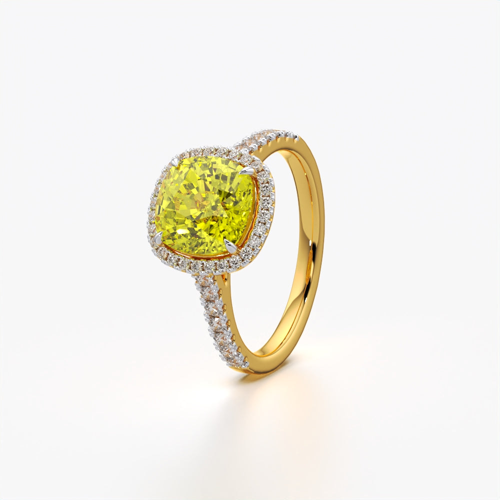 Radiant Cushion Halo Ring