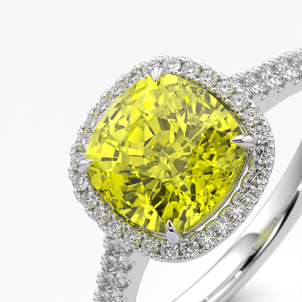 Radiant Cushion Halo Ring