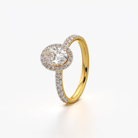 Oval Halo Pave Band Ring