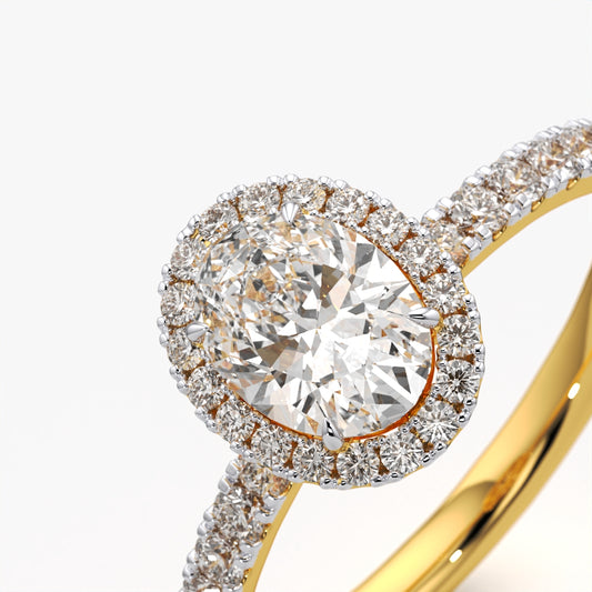 Oval Halo Pave Band Ring