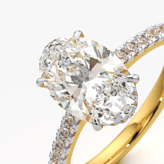Oval Pave Solitaire Ring