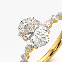 Oval Solitaire & Marquise Vine Ring