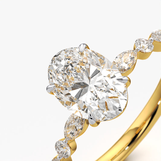 Oval Solitaire & Marquise Vine Ring