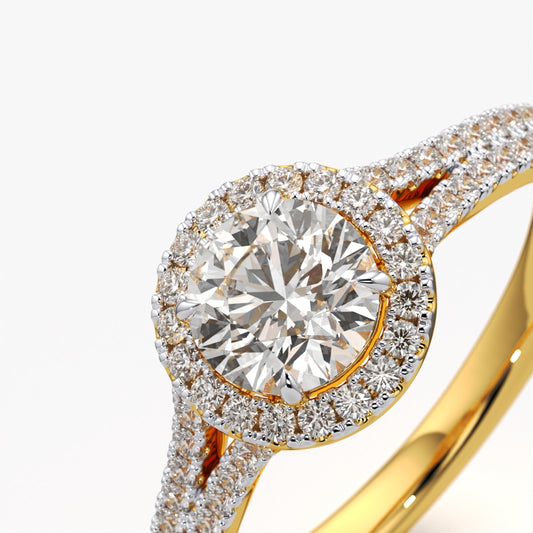 Classic Round Halo Split Shank Ring