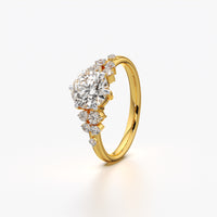 Round Solitaire Scattered Cluster Ring